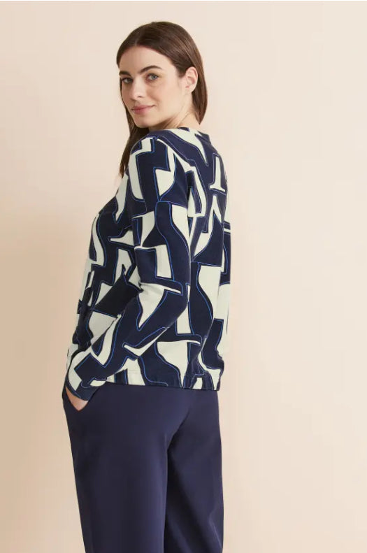 321034- Navy Printed Structure Jacket- Street One