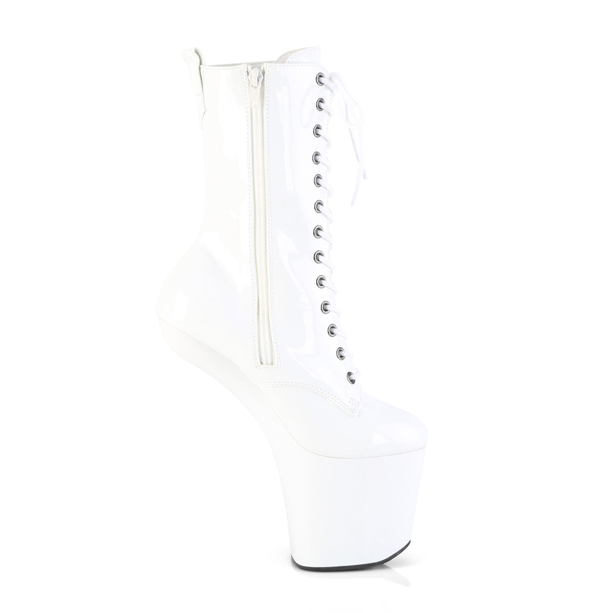 8 Inch Heelless CRAZE-1040 White Patent