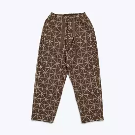 8oz Color Denim FOLK-DOJO Embroidery EASY Pants - Brown