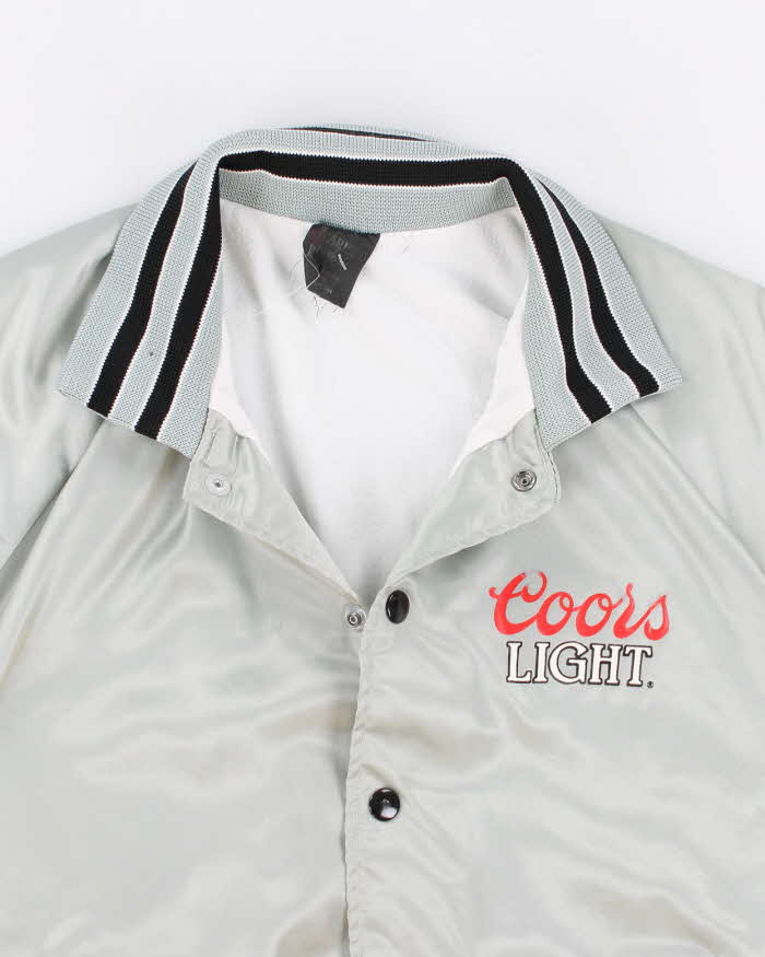 90s Vintage Grey Satin Cools Light Varsity Jacket - S