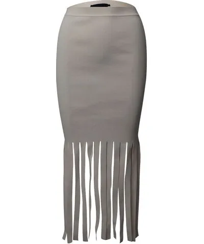 Alexander Wang Fringe Skirt in White Viscose