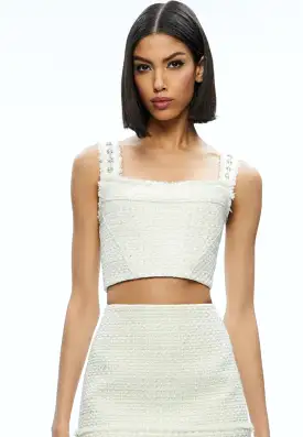 Alice + Olivia - Vicenta Embelished Structured Corset - Off White Multi