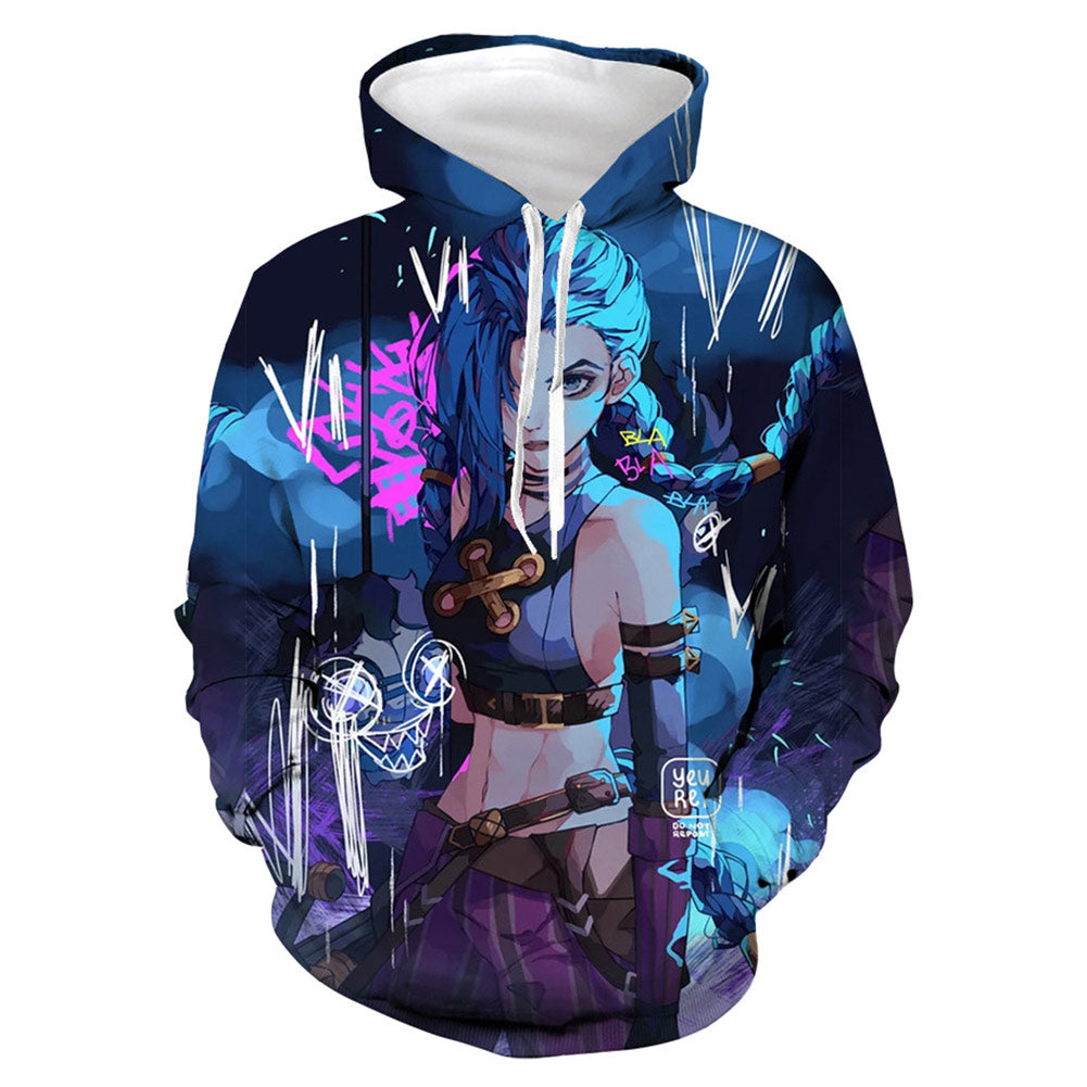 Arcane: League of Legends - Jinx Cosplay Hoodie 3D Printed Hooded Sweatshirt Men Women Casual Streetwear Pullover