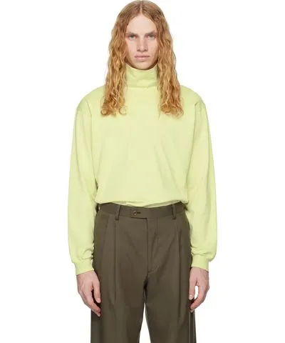 AURALEE Green Luster Plaiting Turtleneck