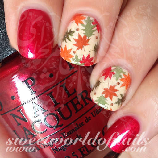 Autumn Nail Art Fall Leaves Nail Full Water Wraps Water Slides