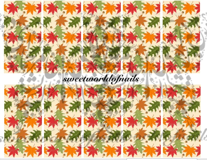 Autumn Nail Art Fall Leaves Nail Full Water Wraps Water Slides