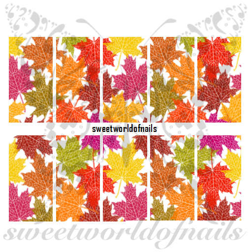 Autumn Nail Art Leaves Water Full Wraps