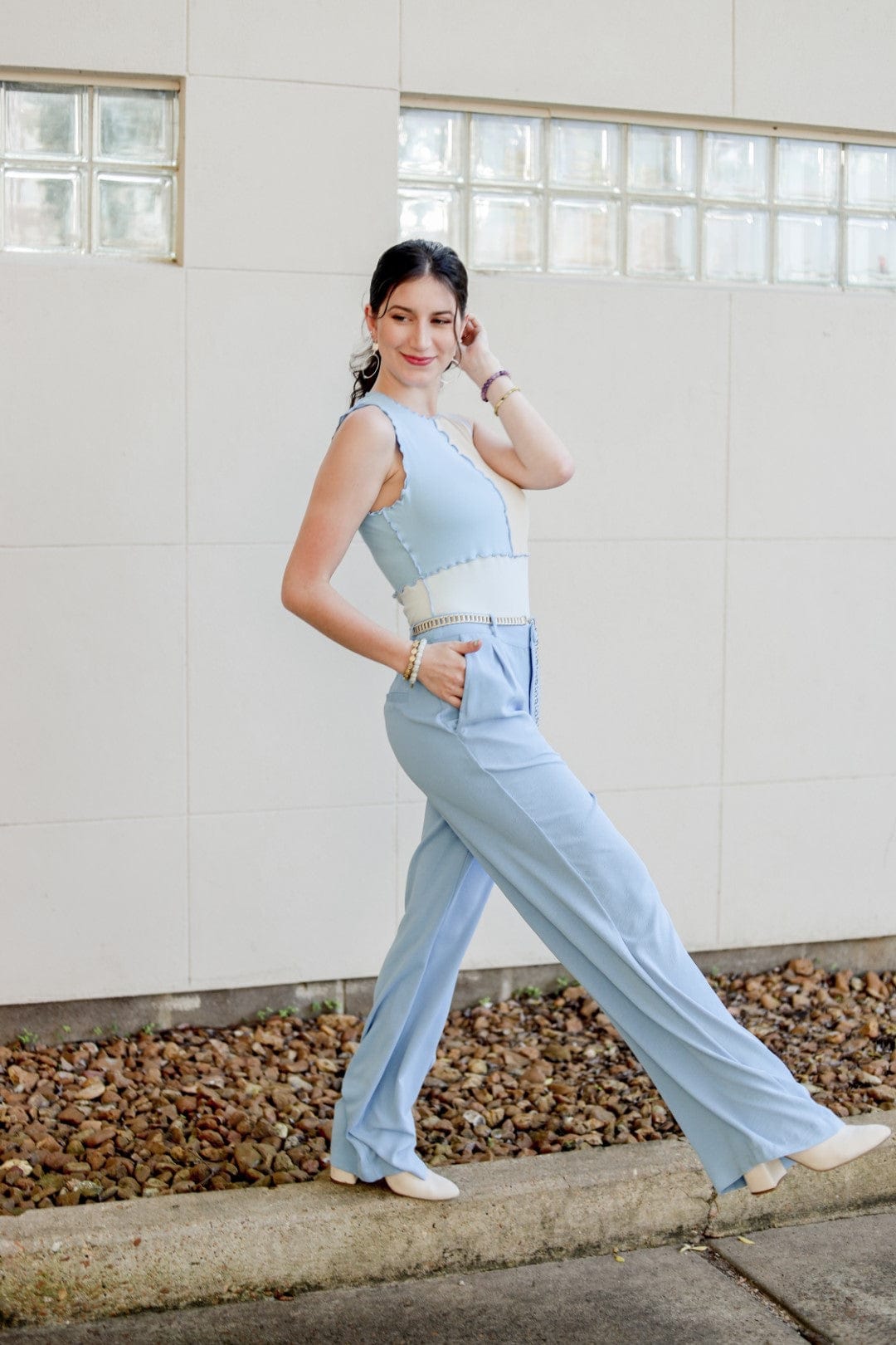 Baby Blue Colorblock Bodysuit