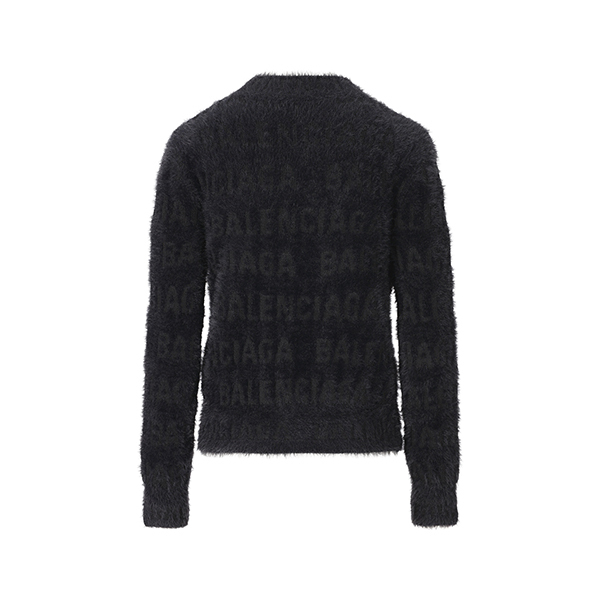 BALENCIAGA  |Women's Bal Horizontal Allover Furry Fitted Sweater in Black