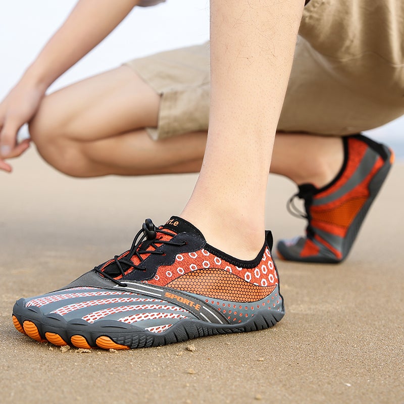 Barefoot Breathable Quick Dry Orange Aqua Shoes for Men Hiking Sport Beach