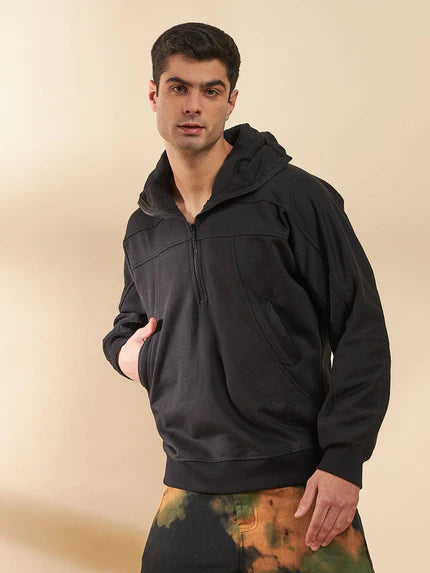 black baggy smugglers hooded sweatshirt