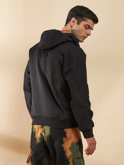 black baggy smugglers hooded sweatshirt