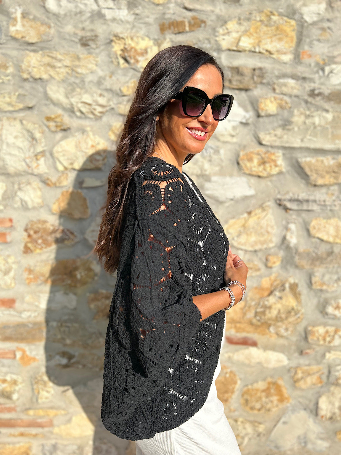 Black Crochet Jacket Lucia