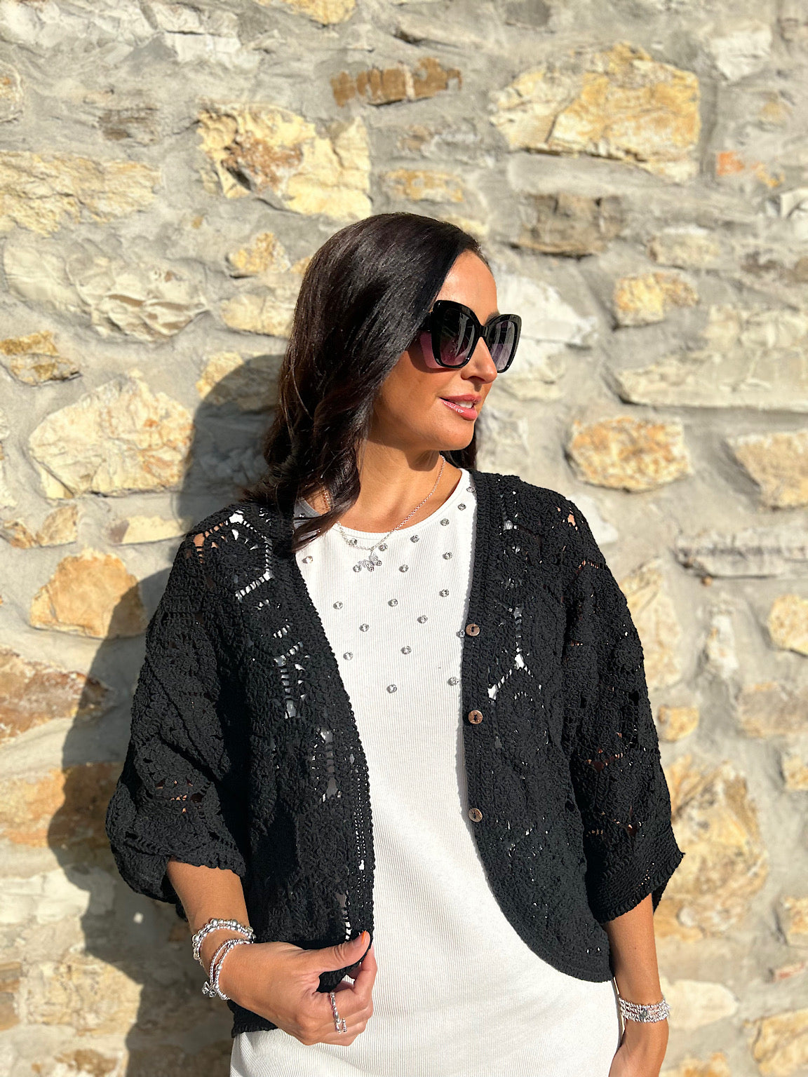 Black Crochet Jacket Lucia