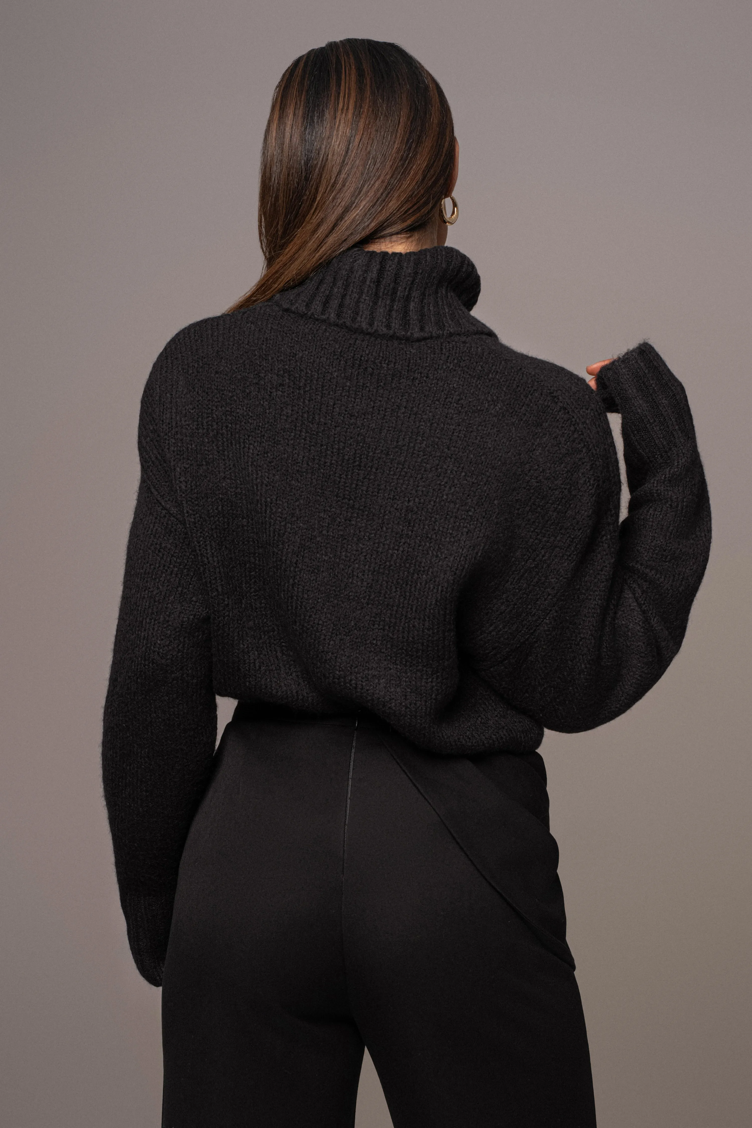 Black New Beginnings Oversized Turtleneck