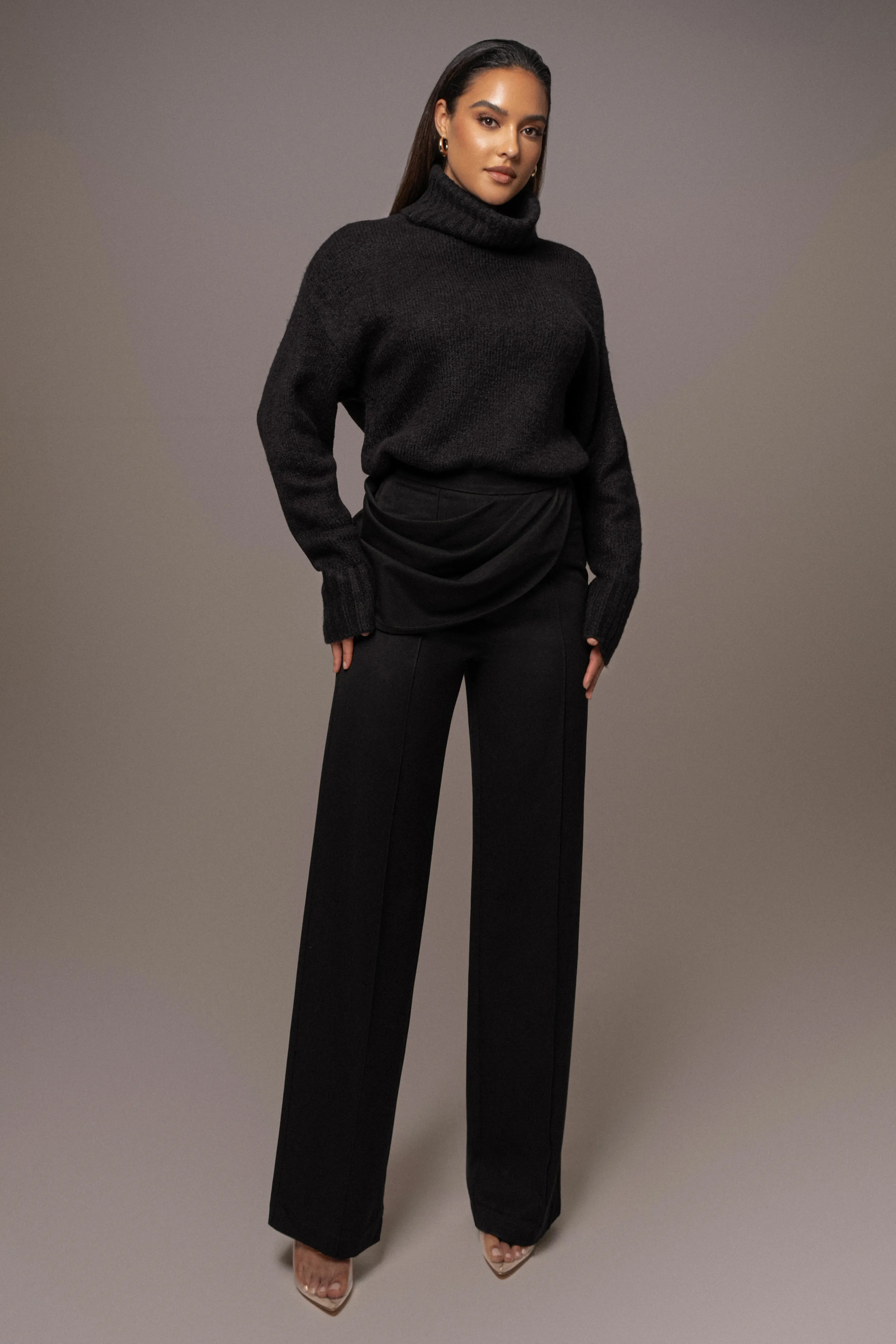 Black New Beginnings Oversized Turtleneck