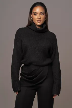 Black New Beginnings Oversized Turtleneck