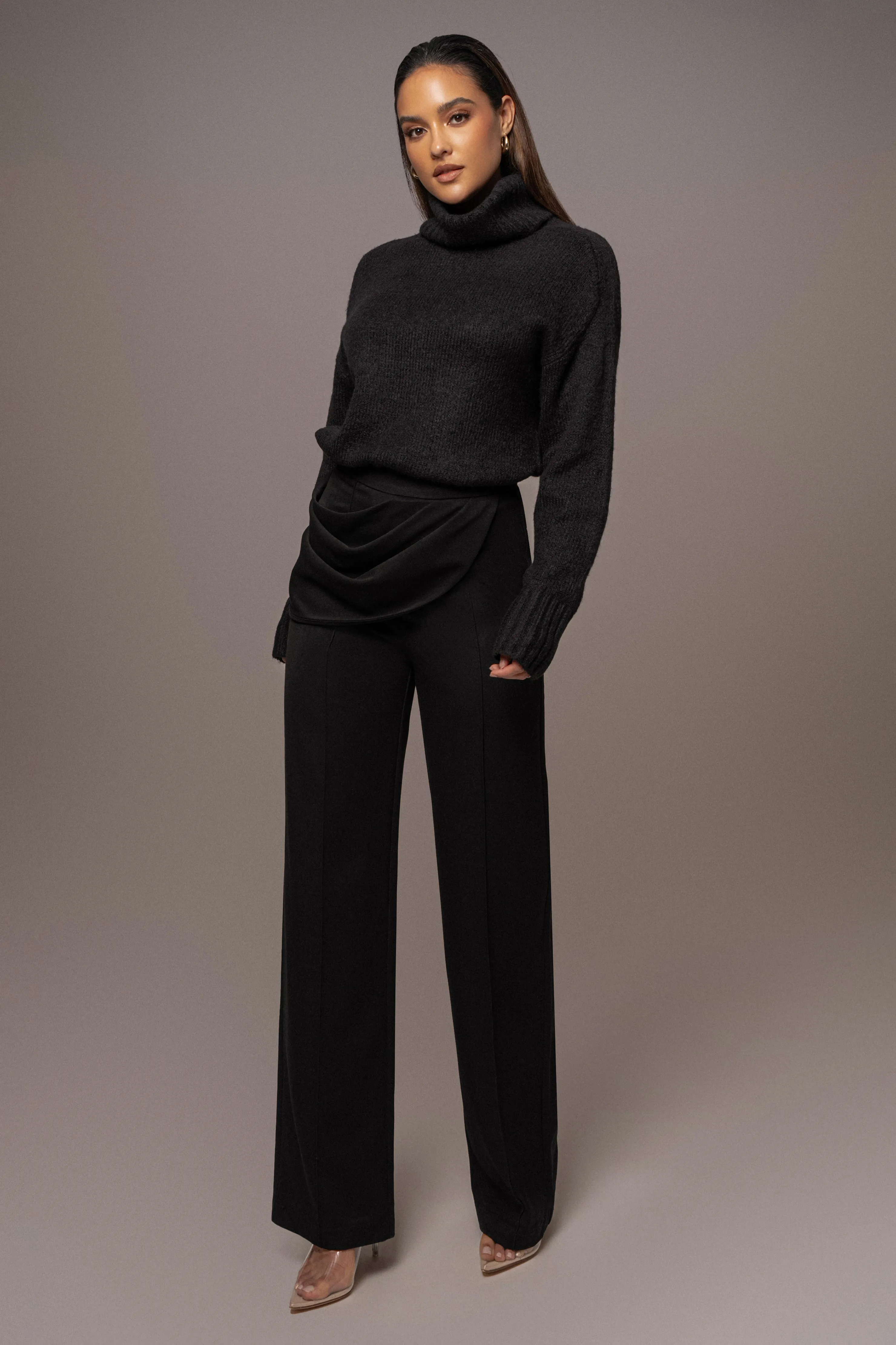 Black New Beginnings Oversized Turtleneck