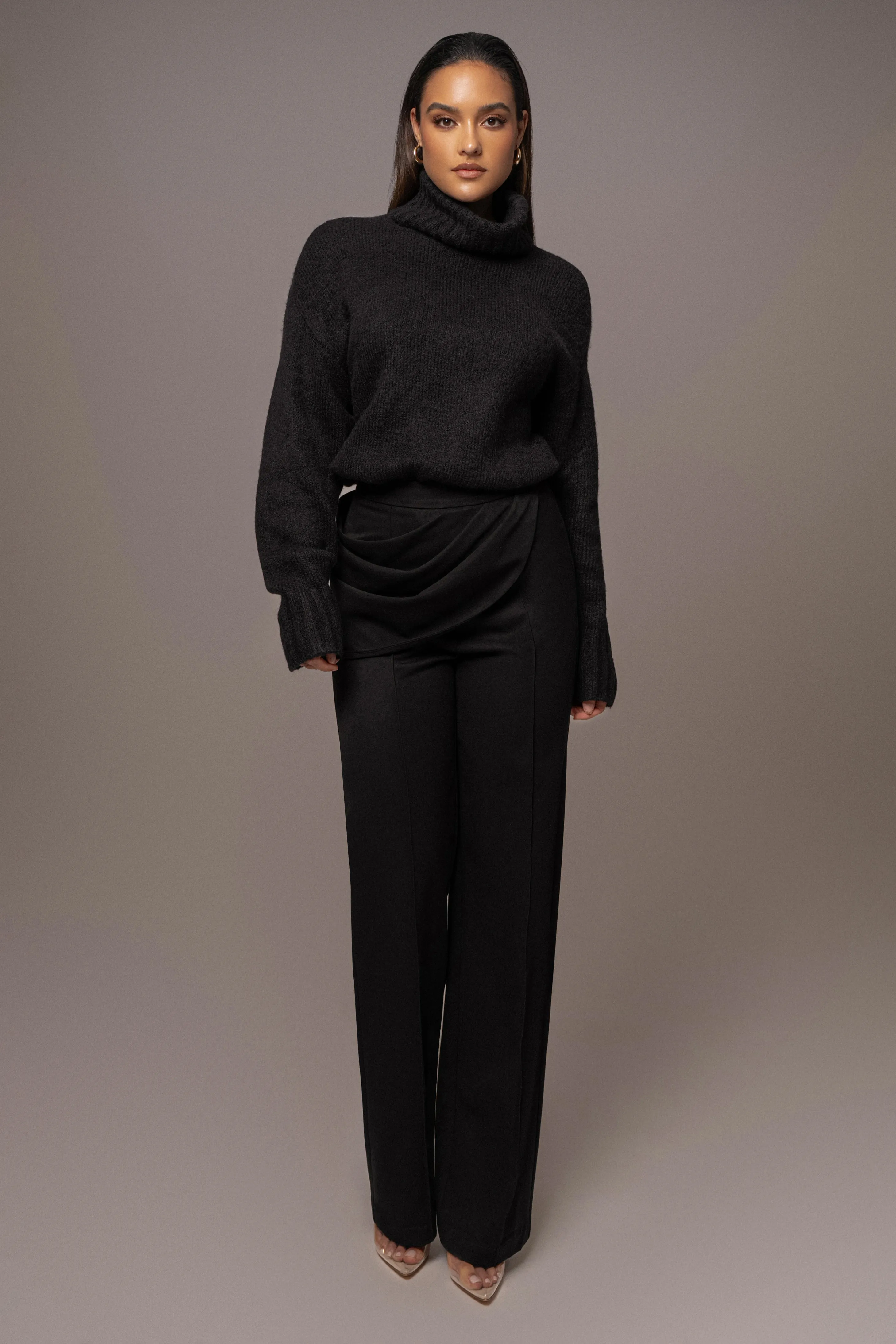 Black New Beginnings Oversized Turtleneck