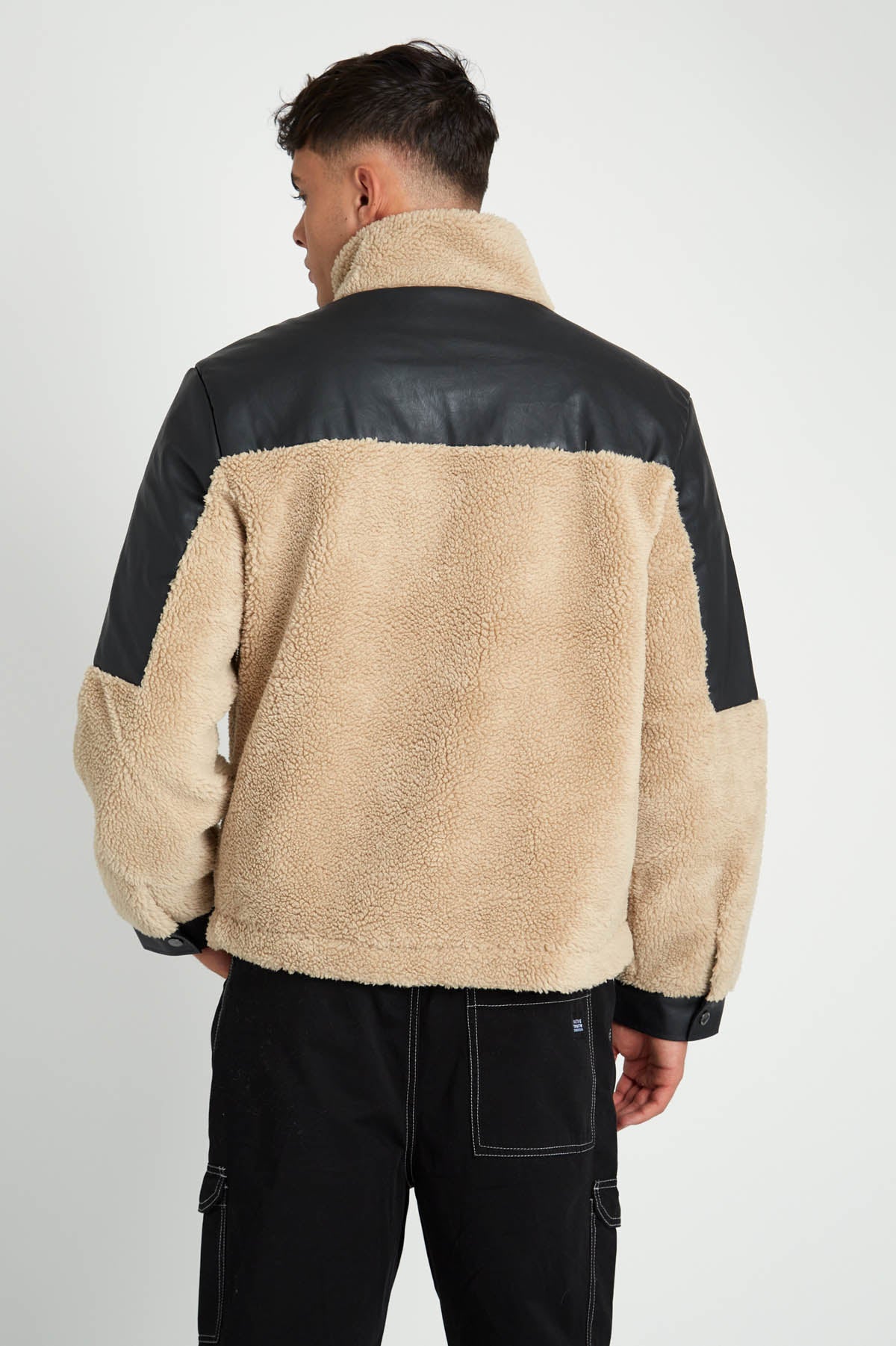 BLAKE SHERPA JACKET WITH VEGAN LEATHER TRIM