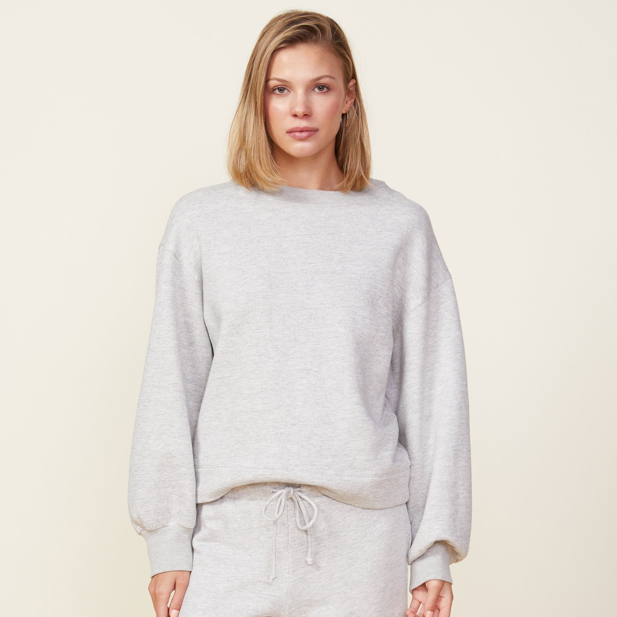 Blouson Sleeve Crew Neck Sweatshirt