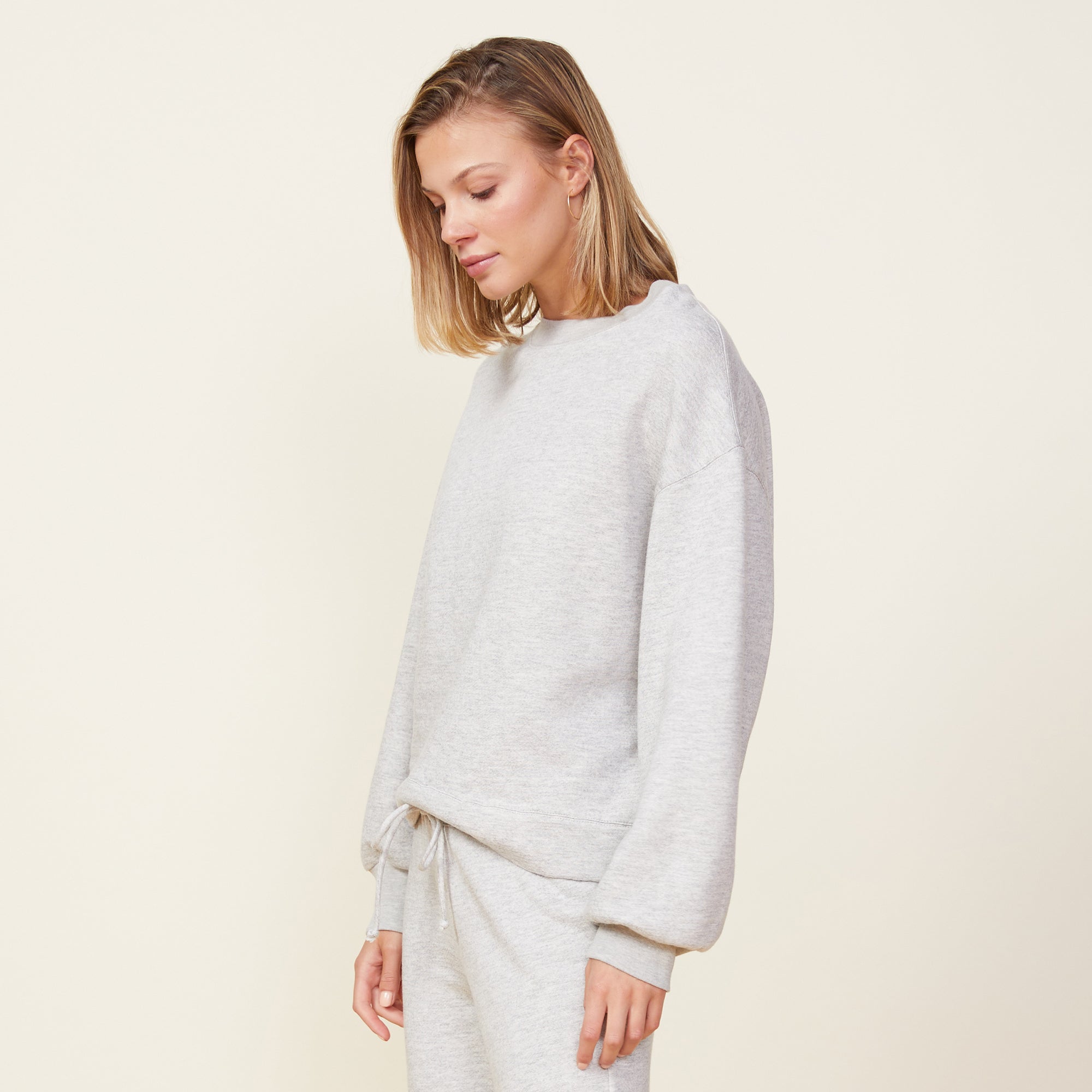 Blouson Sleeve Crew Neck Sweatshirt