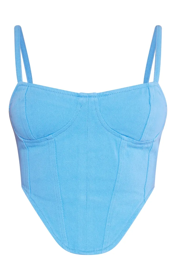 Blue Dipped Hem Denim Corset | Denim