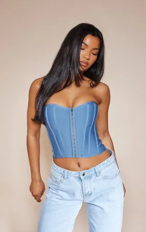 Blue Steel Bandage Hook And Eye Structured Corset