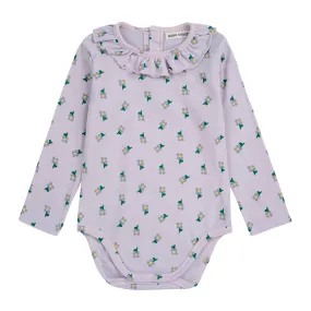 BOBO CHOSES Pansy Floral Ruffle Bodysuit - Lilac