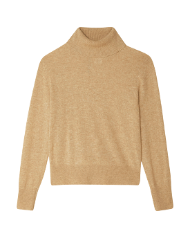 Cashmere Essential Turtleneck Sweater (Camel Heather)