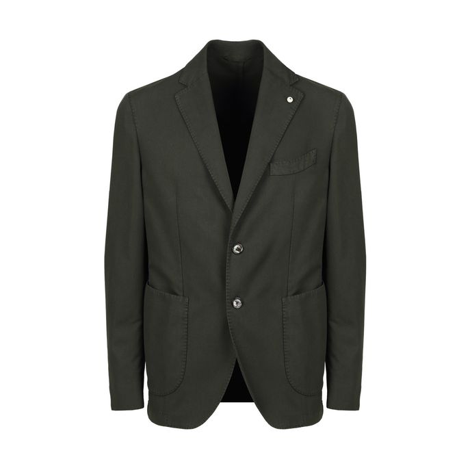 CASUAL JACKET WITH PATCH POCKETS Man Dark green