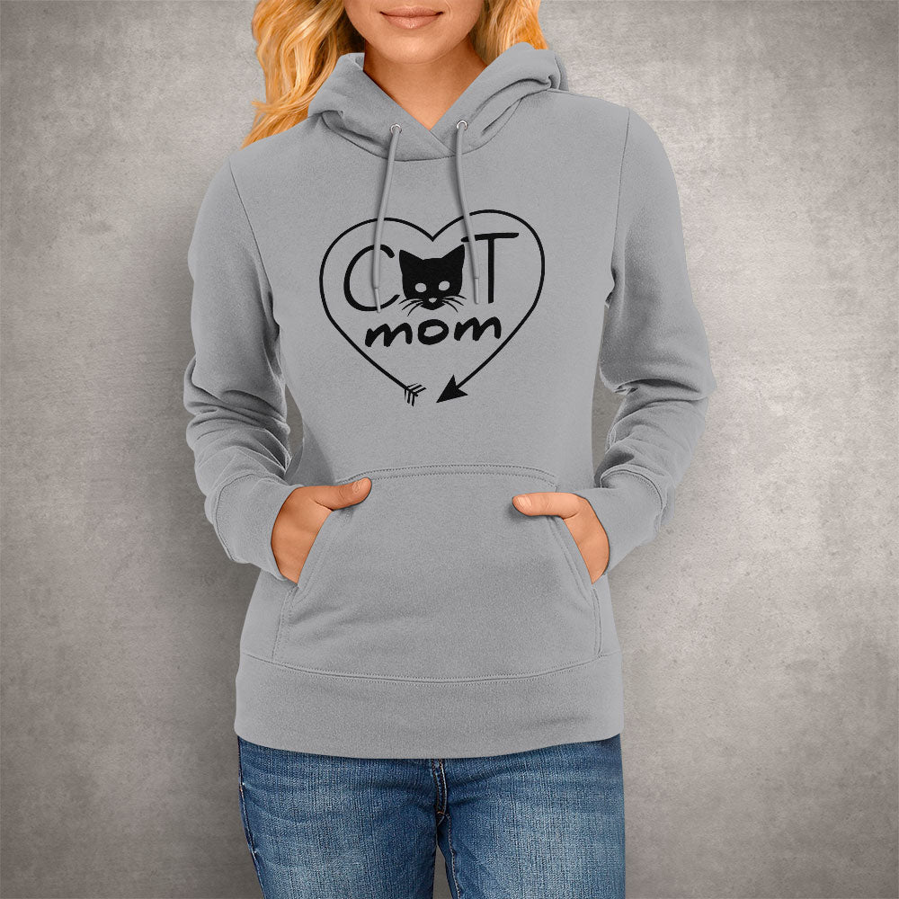 Cat Mom Heart Arrow Hoodie