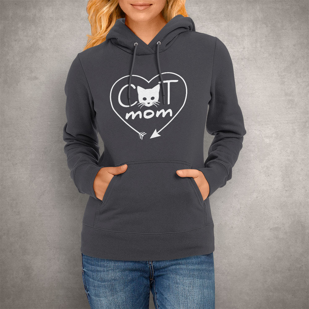 Cat Mom Heart Arrow Hoodie