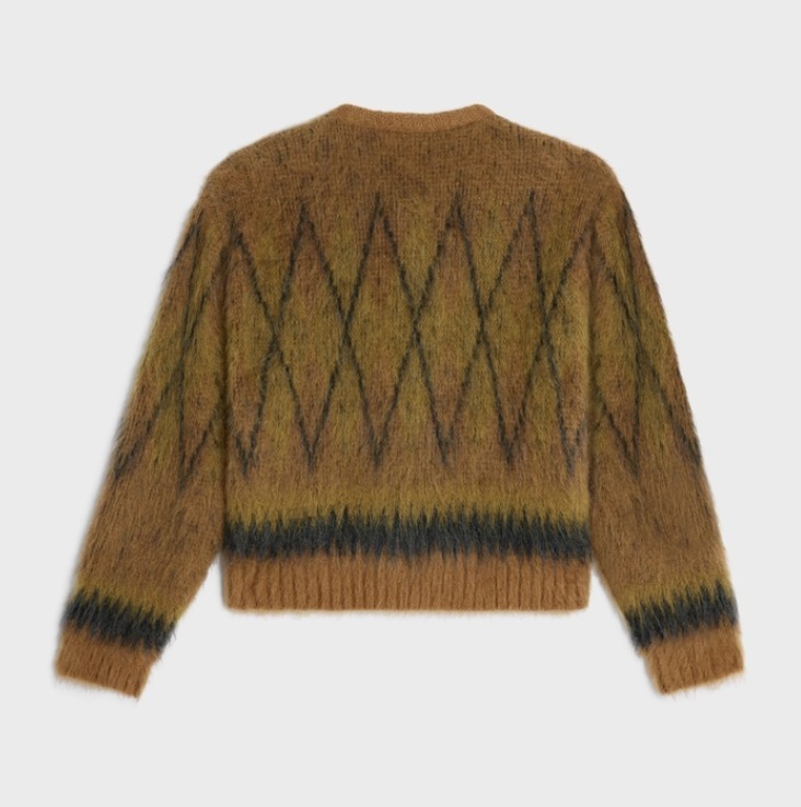 CELINE  |cardigan jacket in brushed argyle mohair