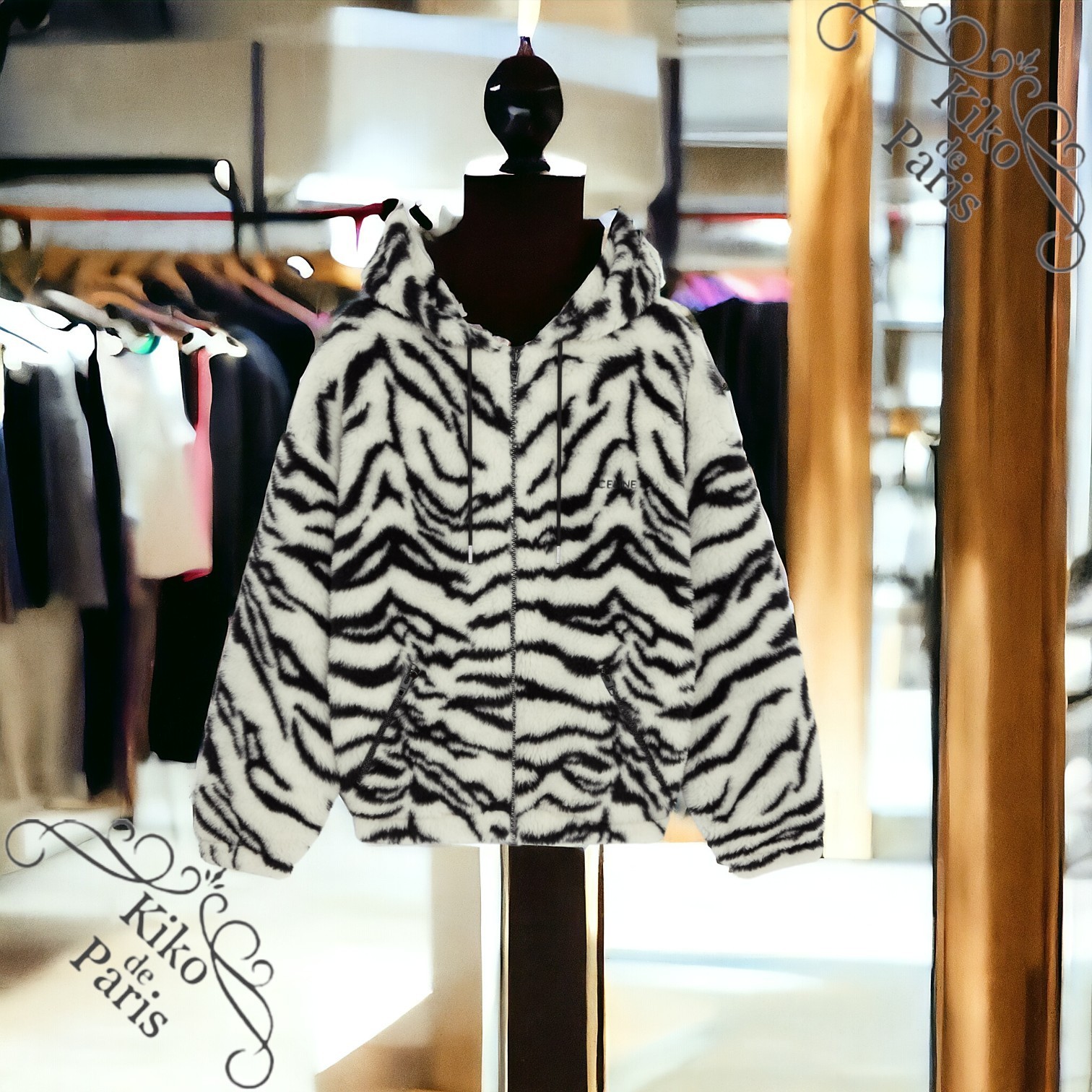 CELINE  |celine jacket in tiger-print fleece