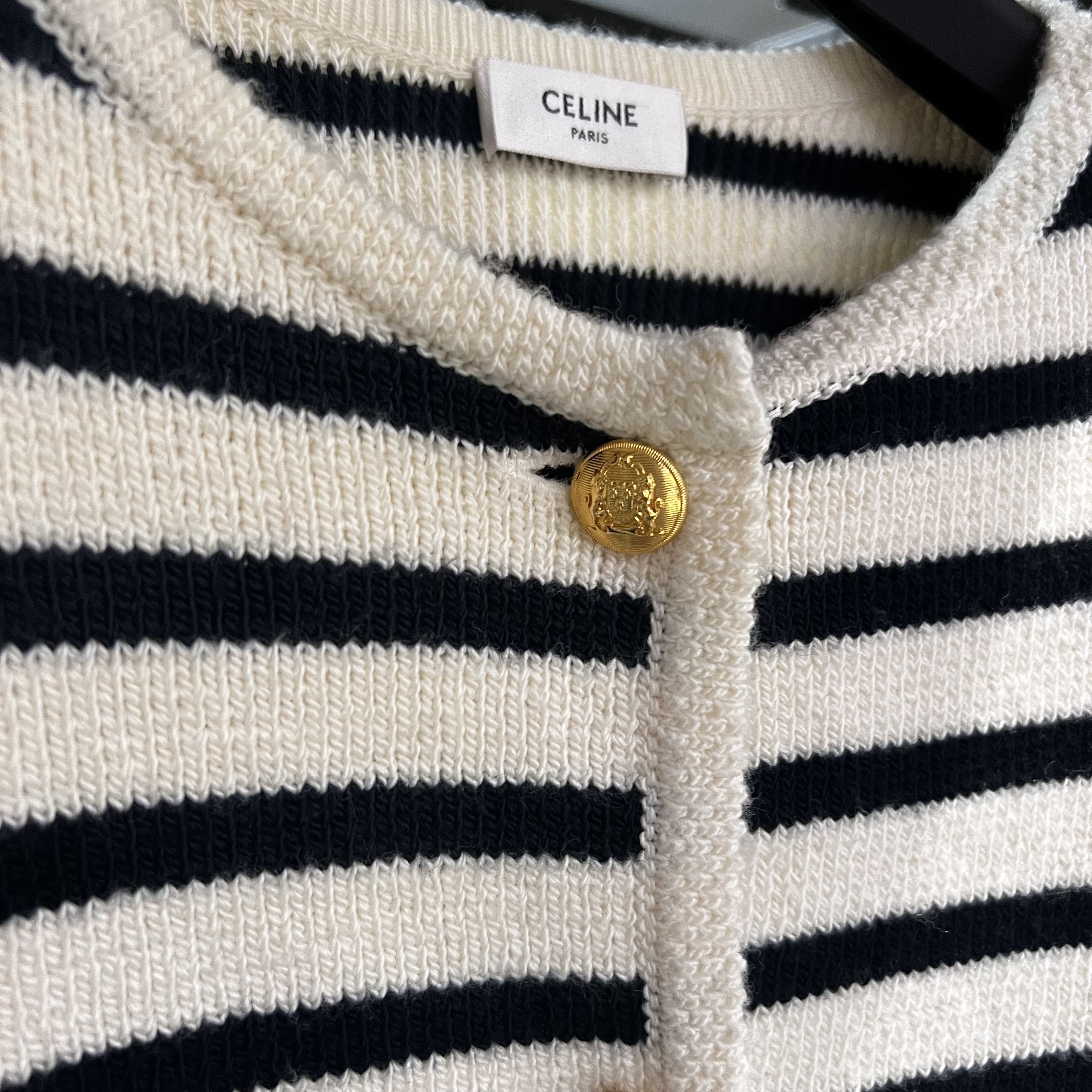 CELINE  |“chasseur” jacket in striped wool