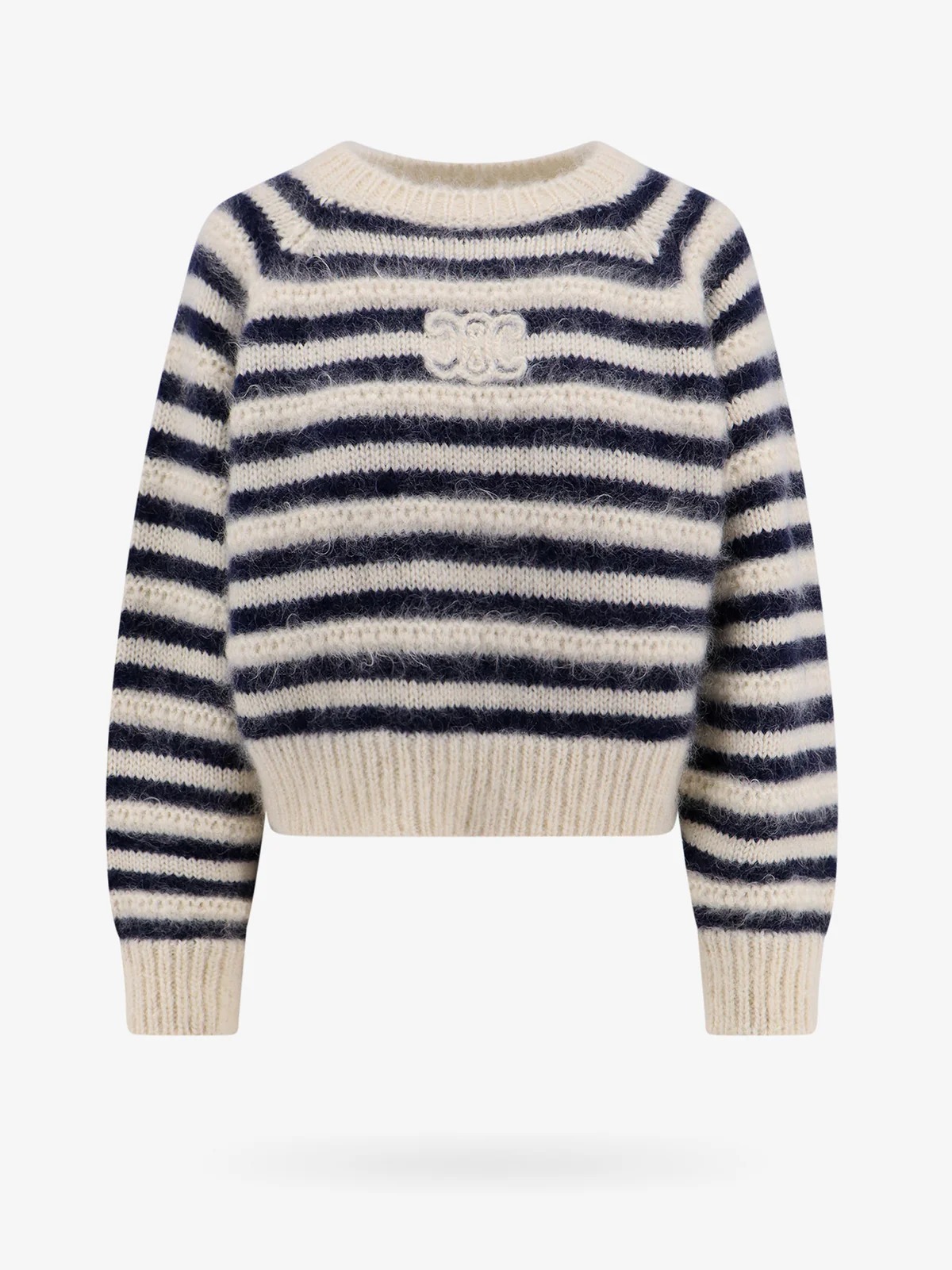 CELINE  |crew neck marinière sweater in mohair and silk