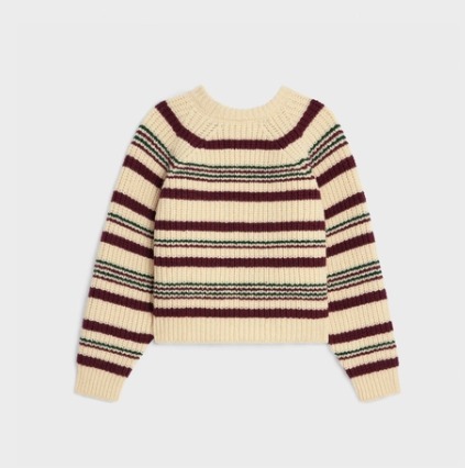 CELINE  |crew neck sweater in striped ribbed wool