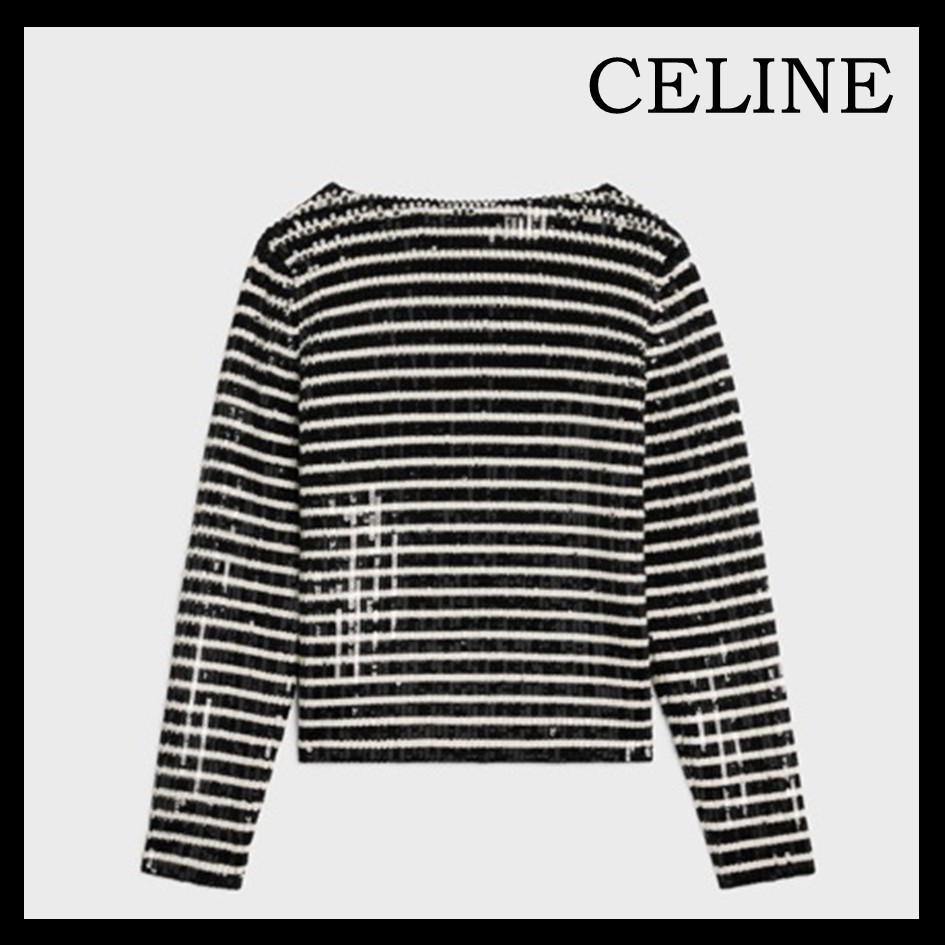 CELINE  |embroidered boat neck marinière sweater in wool