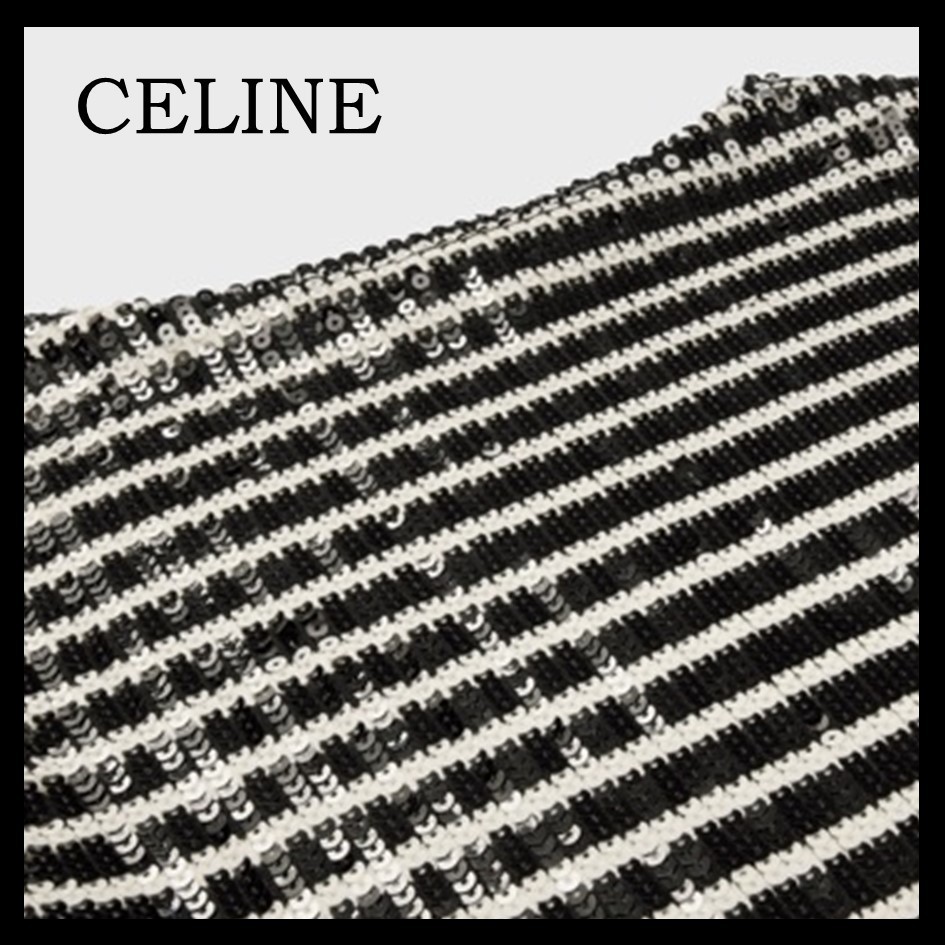 CELINE  |embroidered boat neck marinière sweater in wool