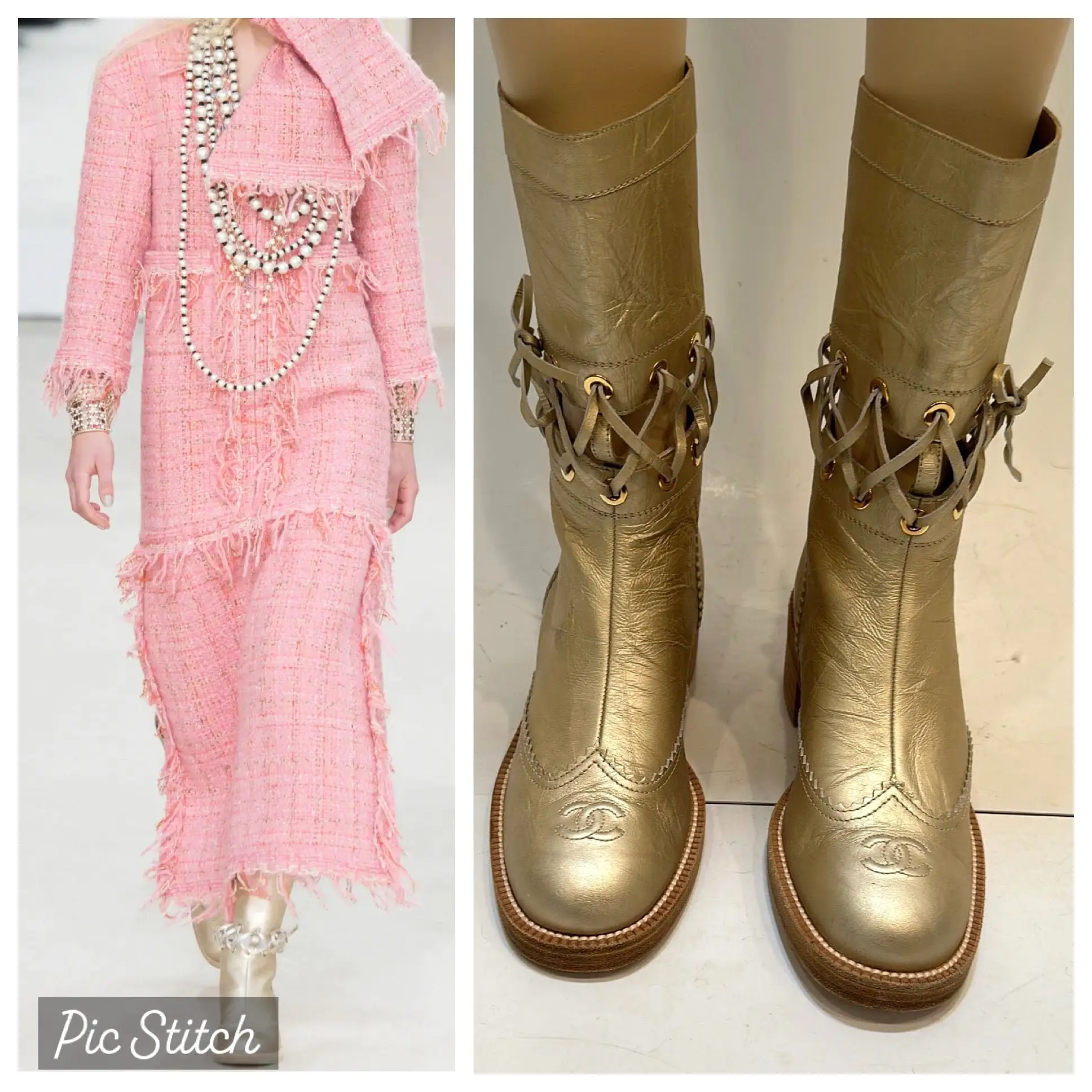 Chanel 16A Runway Gold Metallic Biker Boots EU 39.5 US 9/9.5