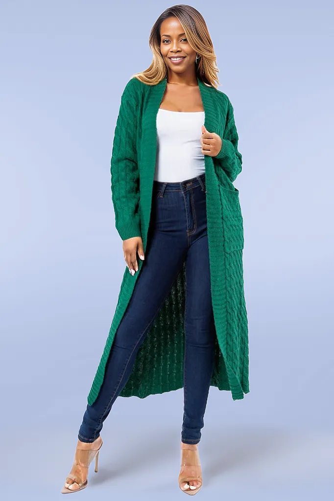 Chic Comfort Maxi Sweater Cardigan |Green