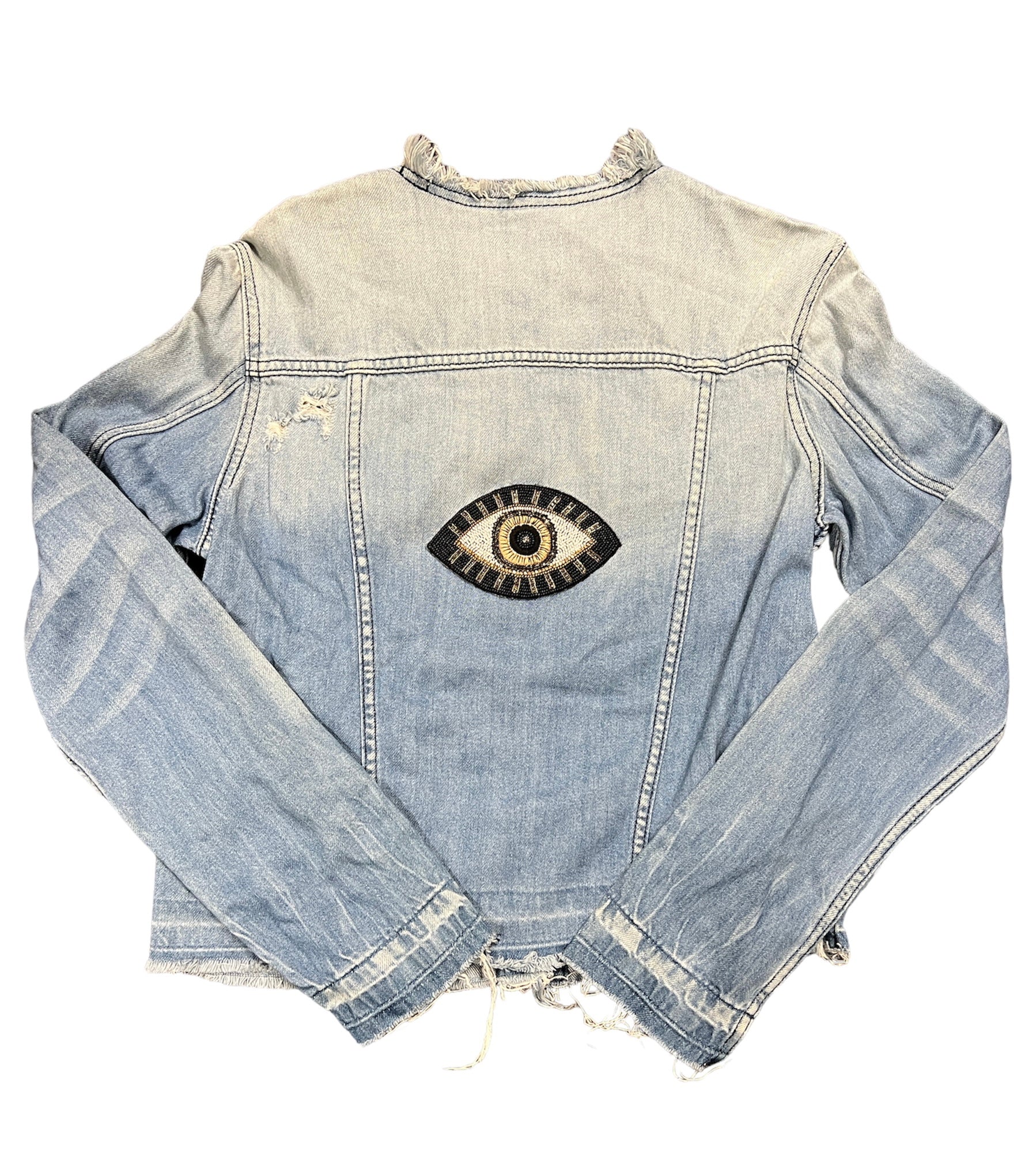 Collab 322 Collarless Blue Denim Jacket