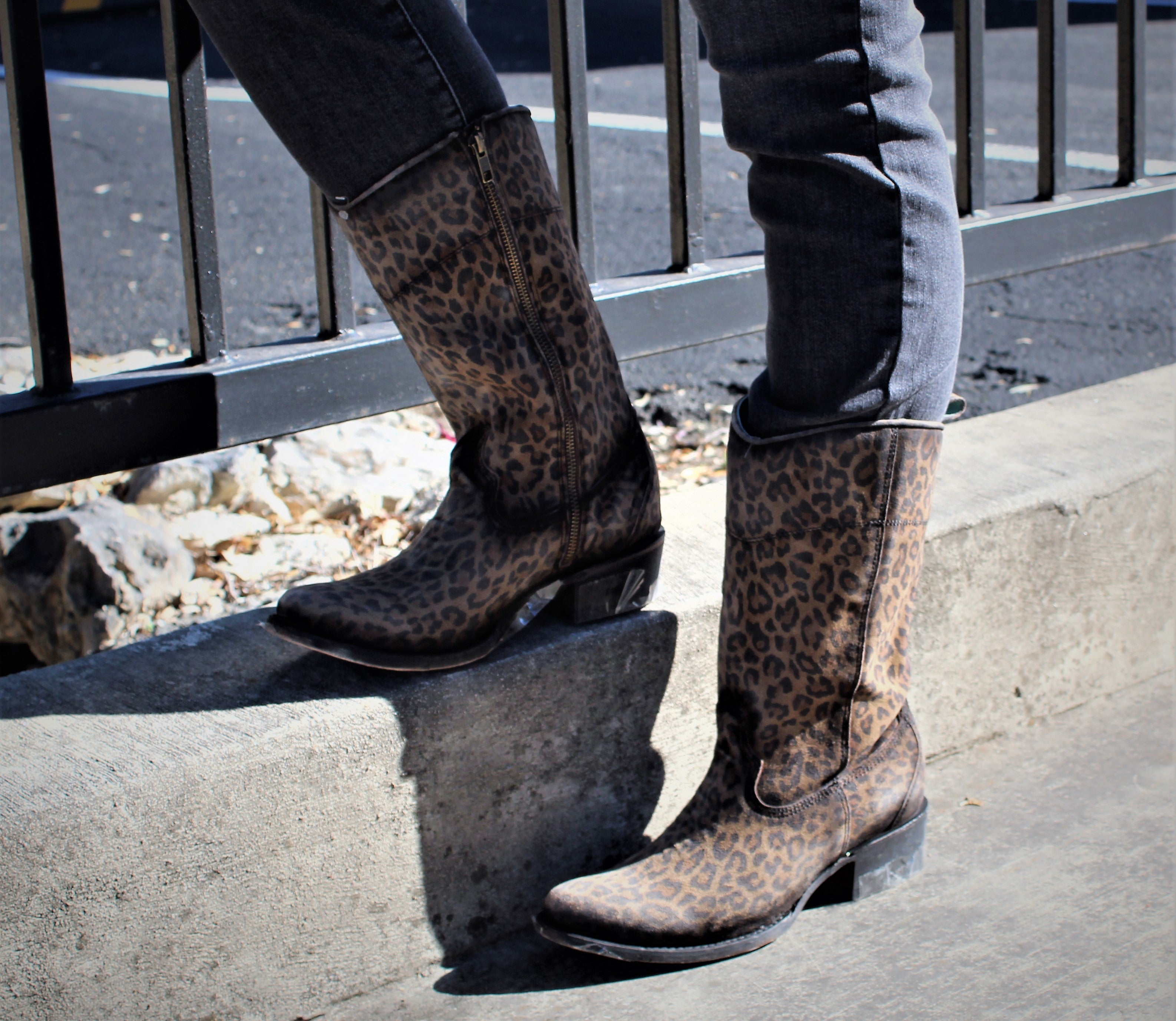 Corral Tall Leopard Round Toe Boot