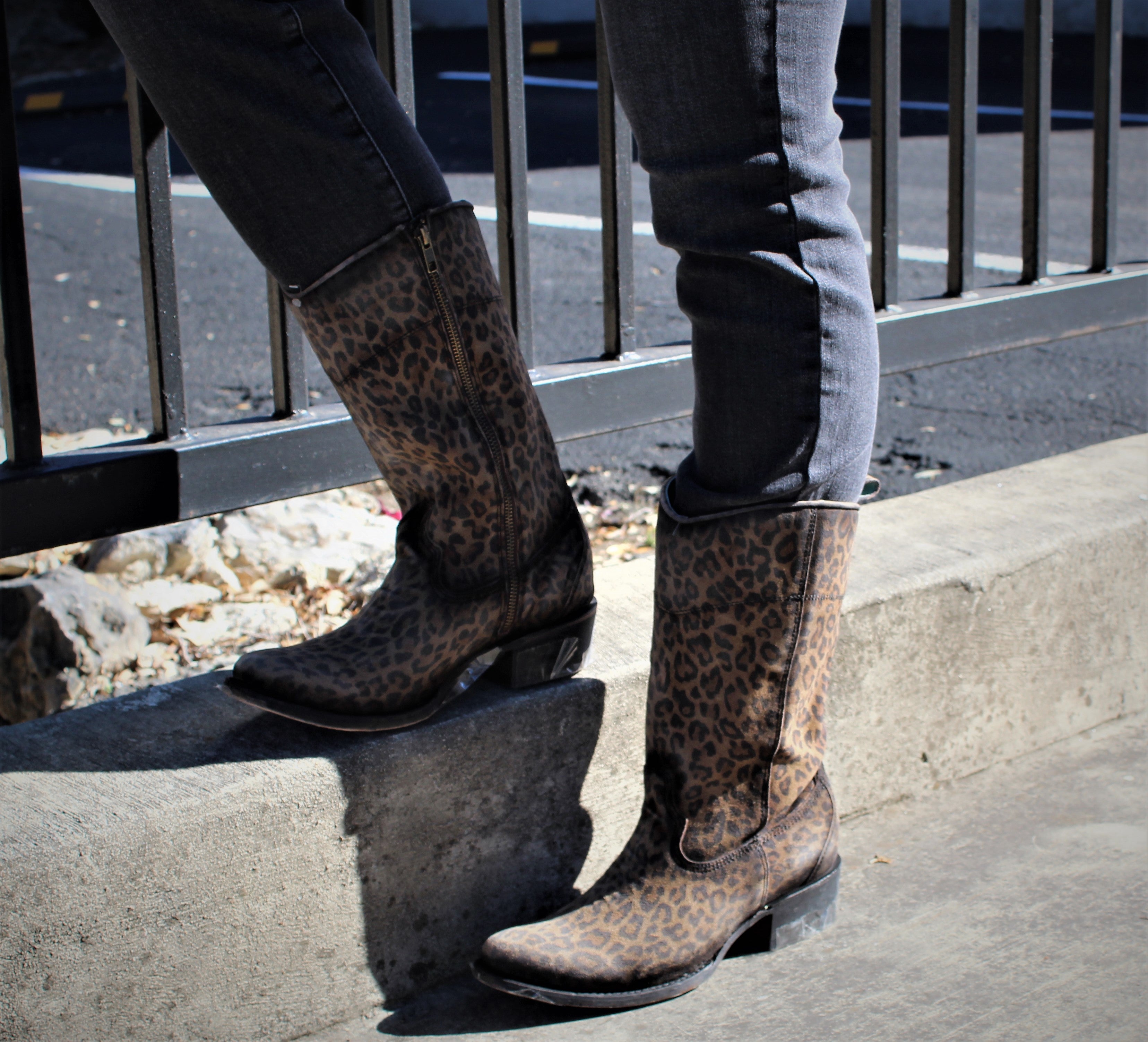 Corral Tall Leopard Round Toe Boot