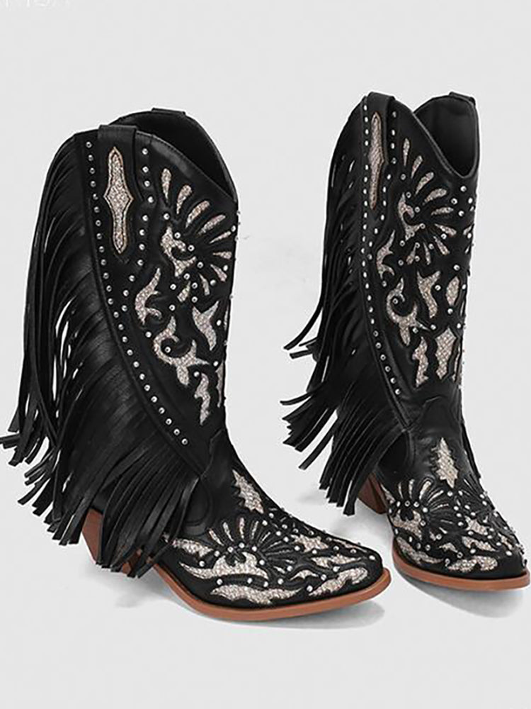 Cowgirls Cowboy Boots For Women Fringe Bling Western Boots Shoes