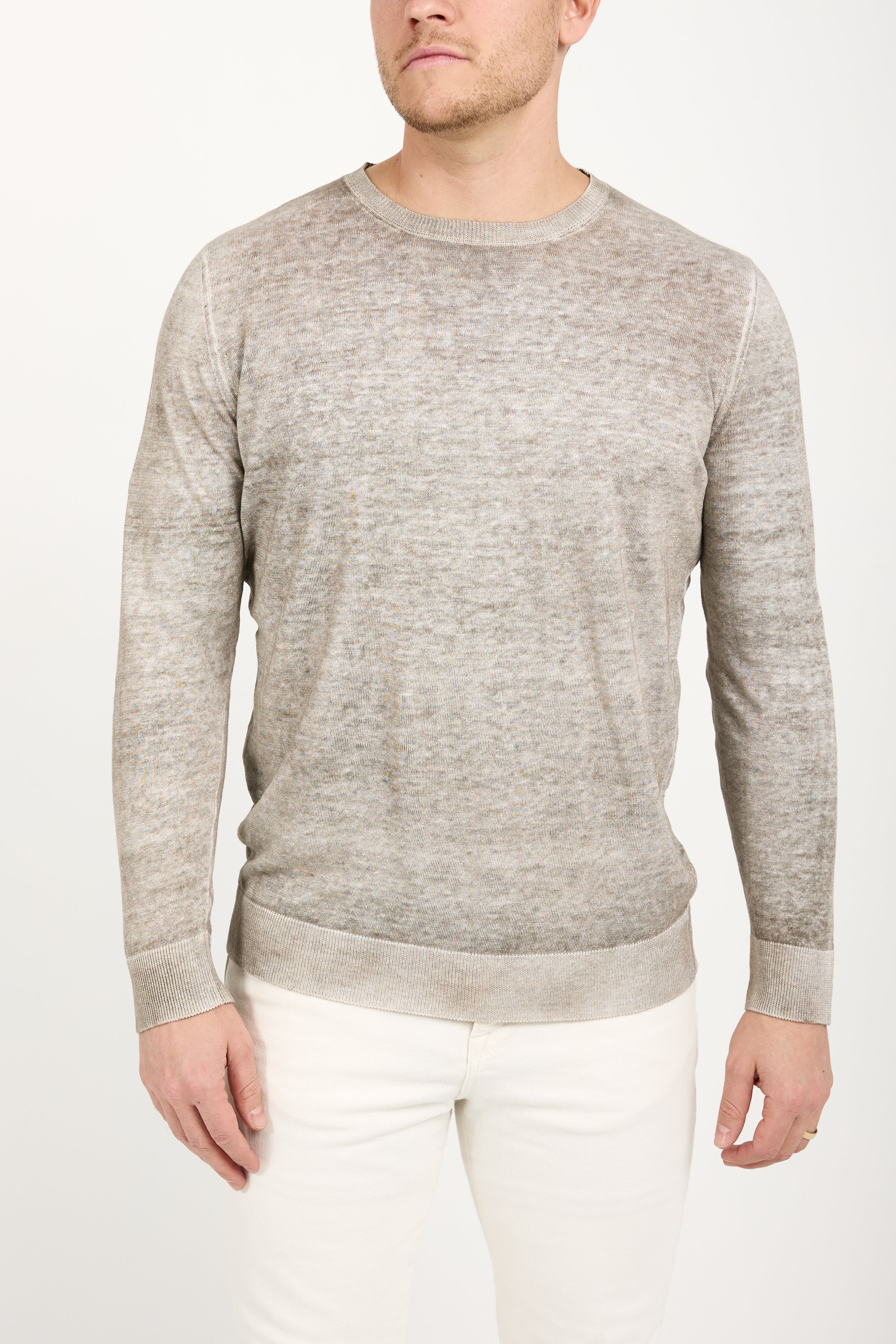 Crewneck Pullover Sweater in Taupe