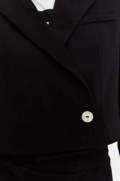 Cropped Lapel Front Single Breasted Blazer