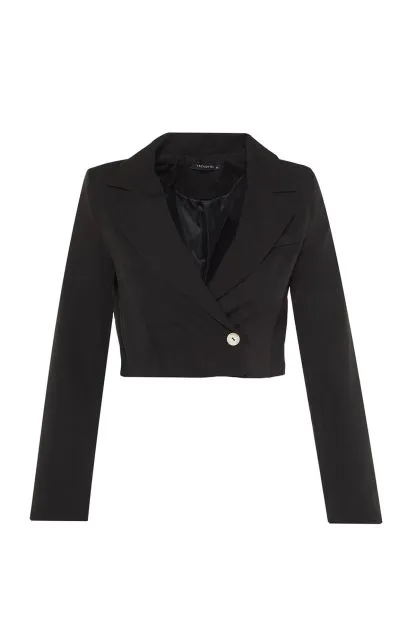 Cropped Lapel Front Single Breasted Blazer