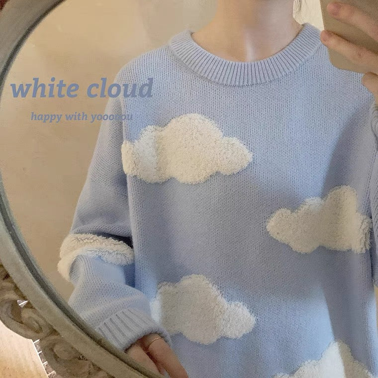 CUTE WHITE CLOUDS KNIT SWEATER BY70141